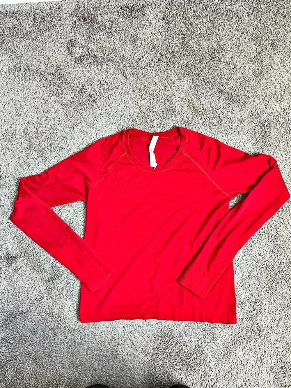 lululemon Swiftly Tech Long Sleeve Crew Red Size 10